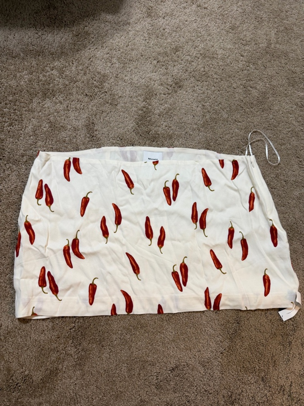 Reformation White Mini Skirt with Red Pepper Print